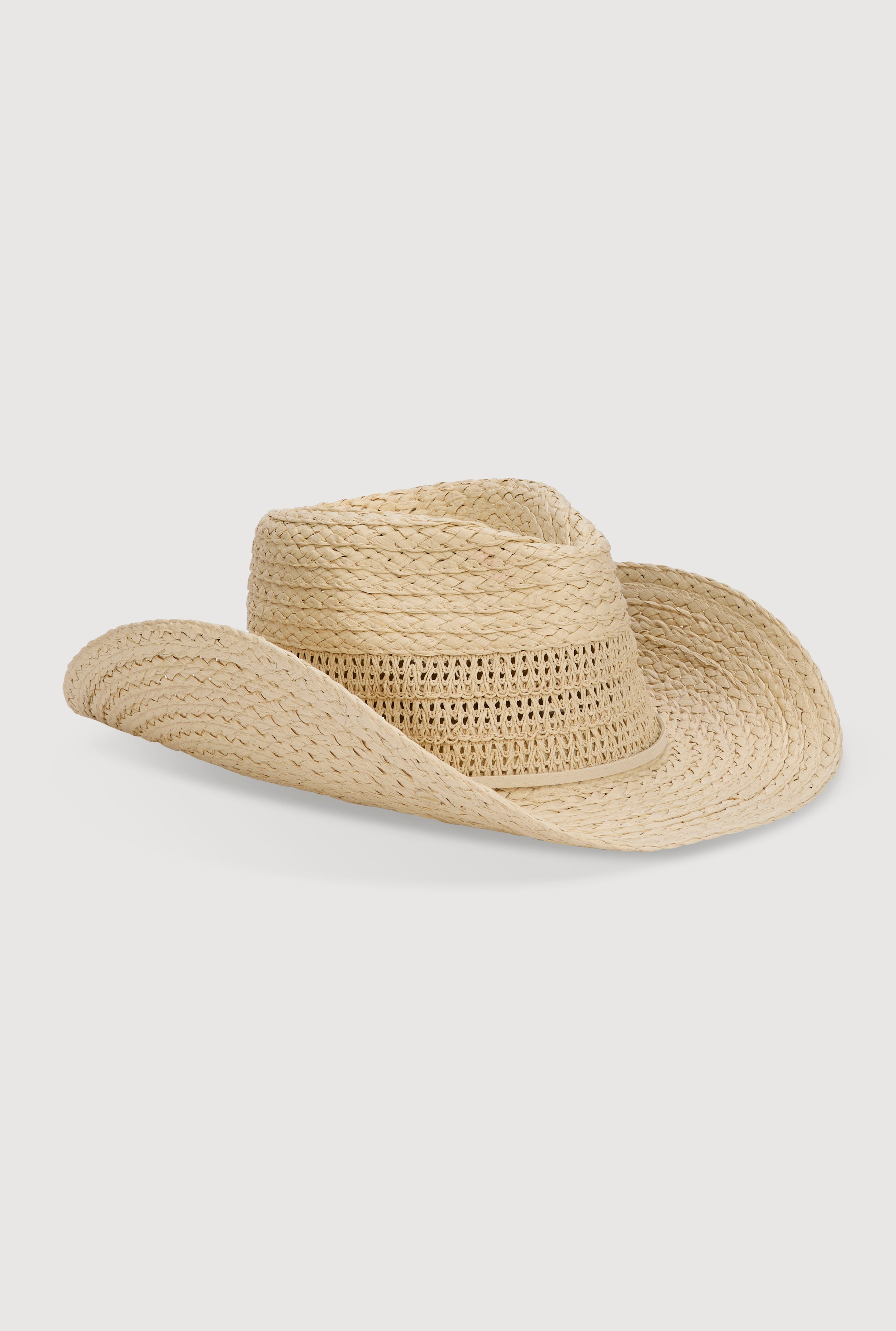 Beaded Toggle Drawstring Straw Cowboy Hat