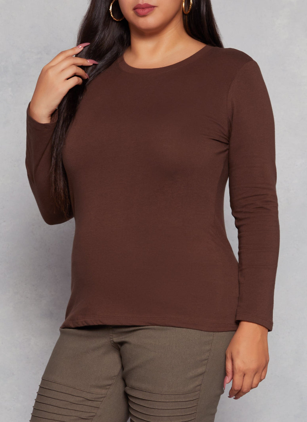 Plus Size Long Sleeve Basic T Shirt