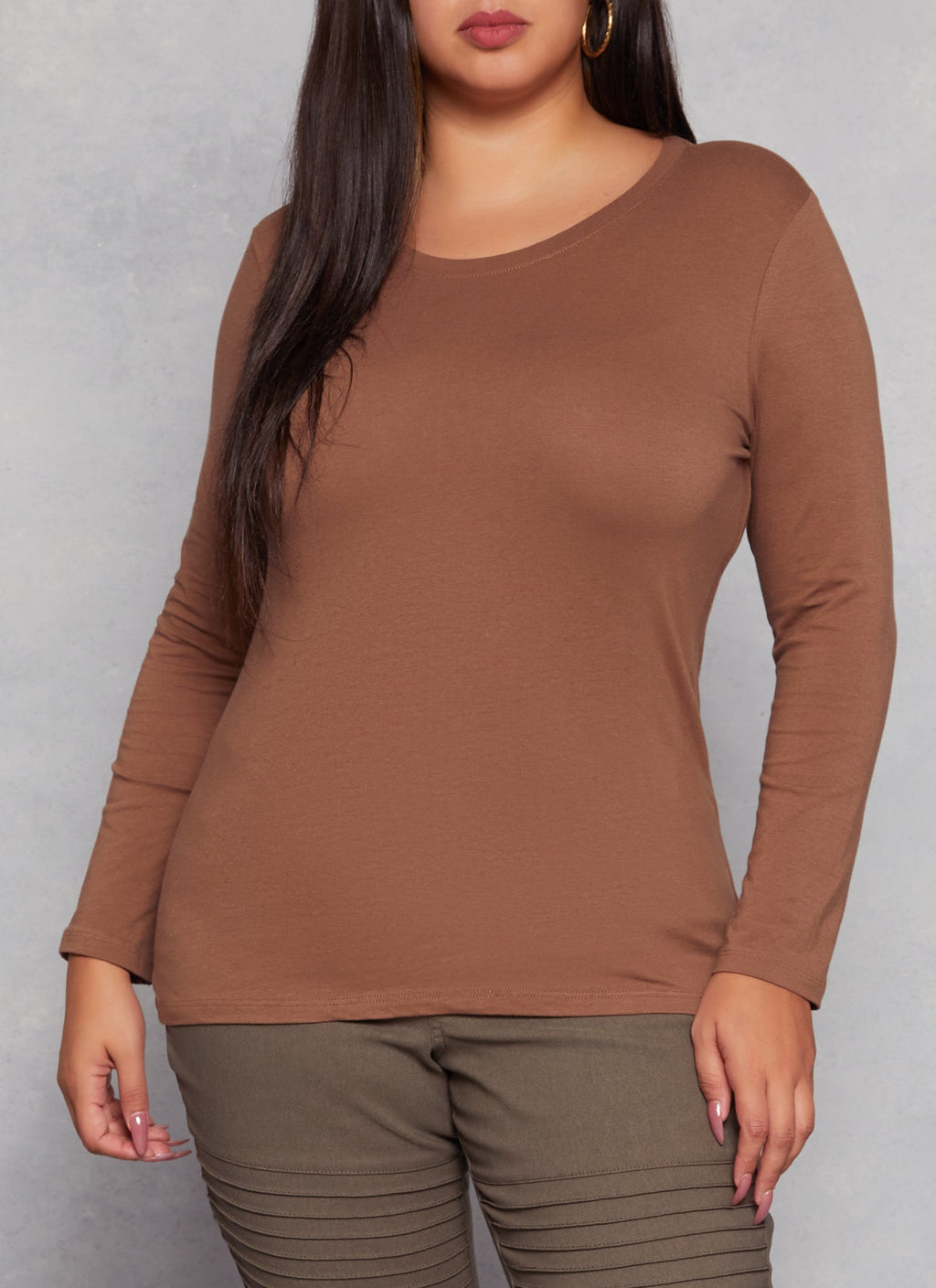 Plus Size Long Sleeve Basic T Shirt