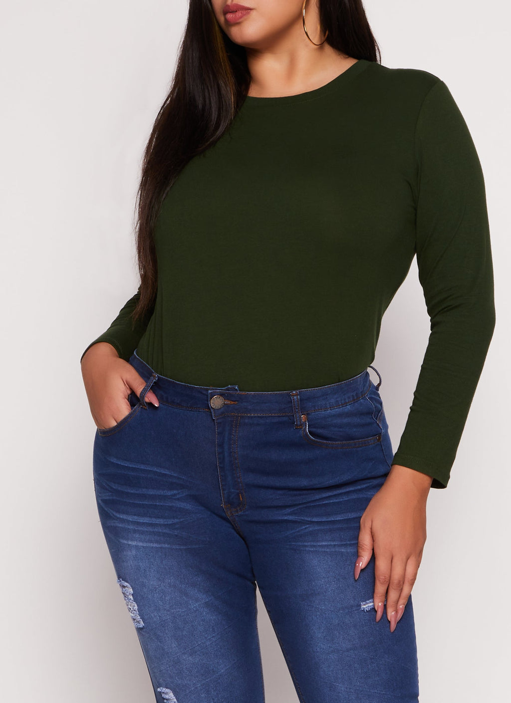 Plus Size Long Sleeve Basic T Shirt