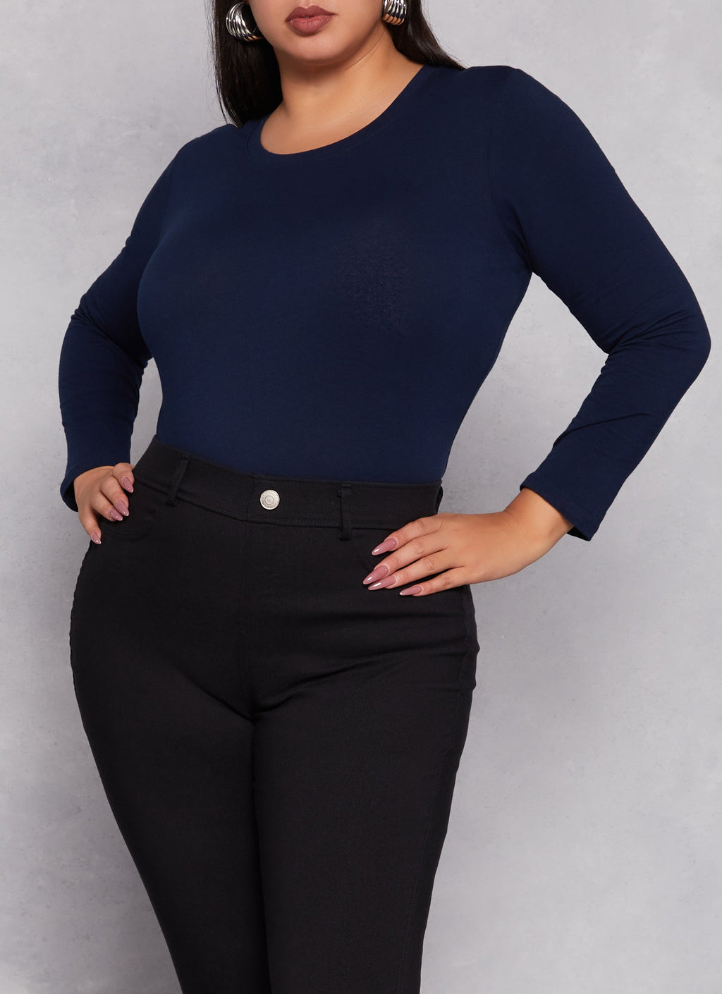 Plus Size Long Sleeve Basic T Shirt