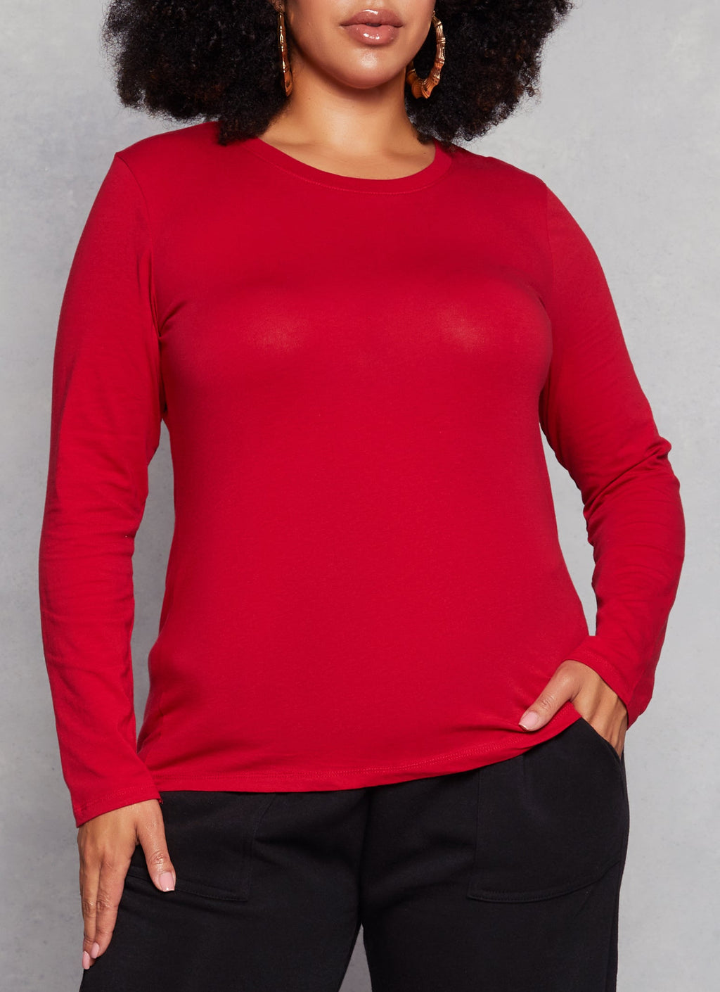 Plus Size Long Sleeve Basic T Shirt