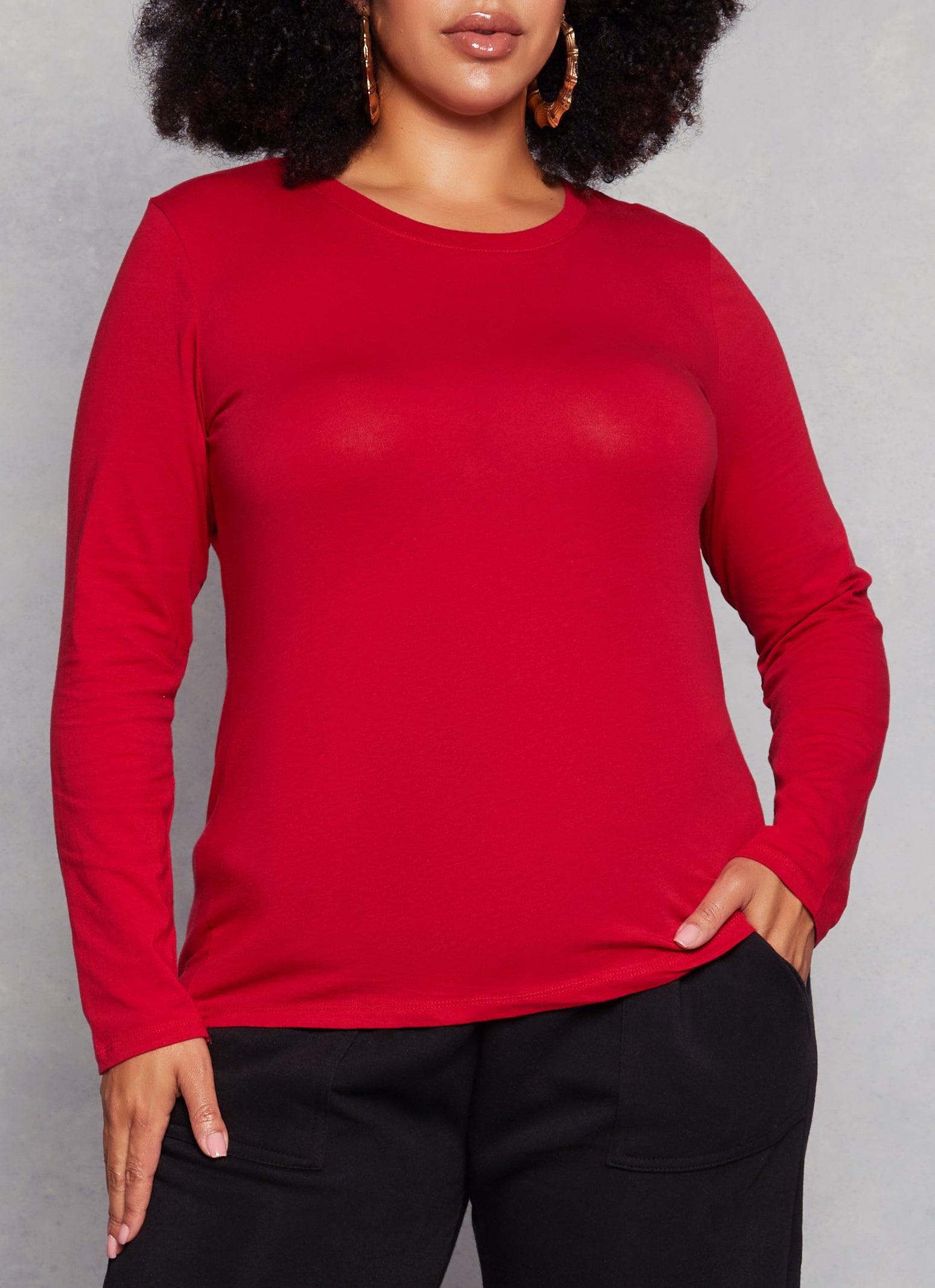 Plus Size Long Sleeve Basic T Shirt