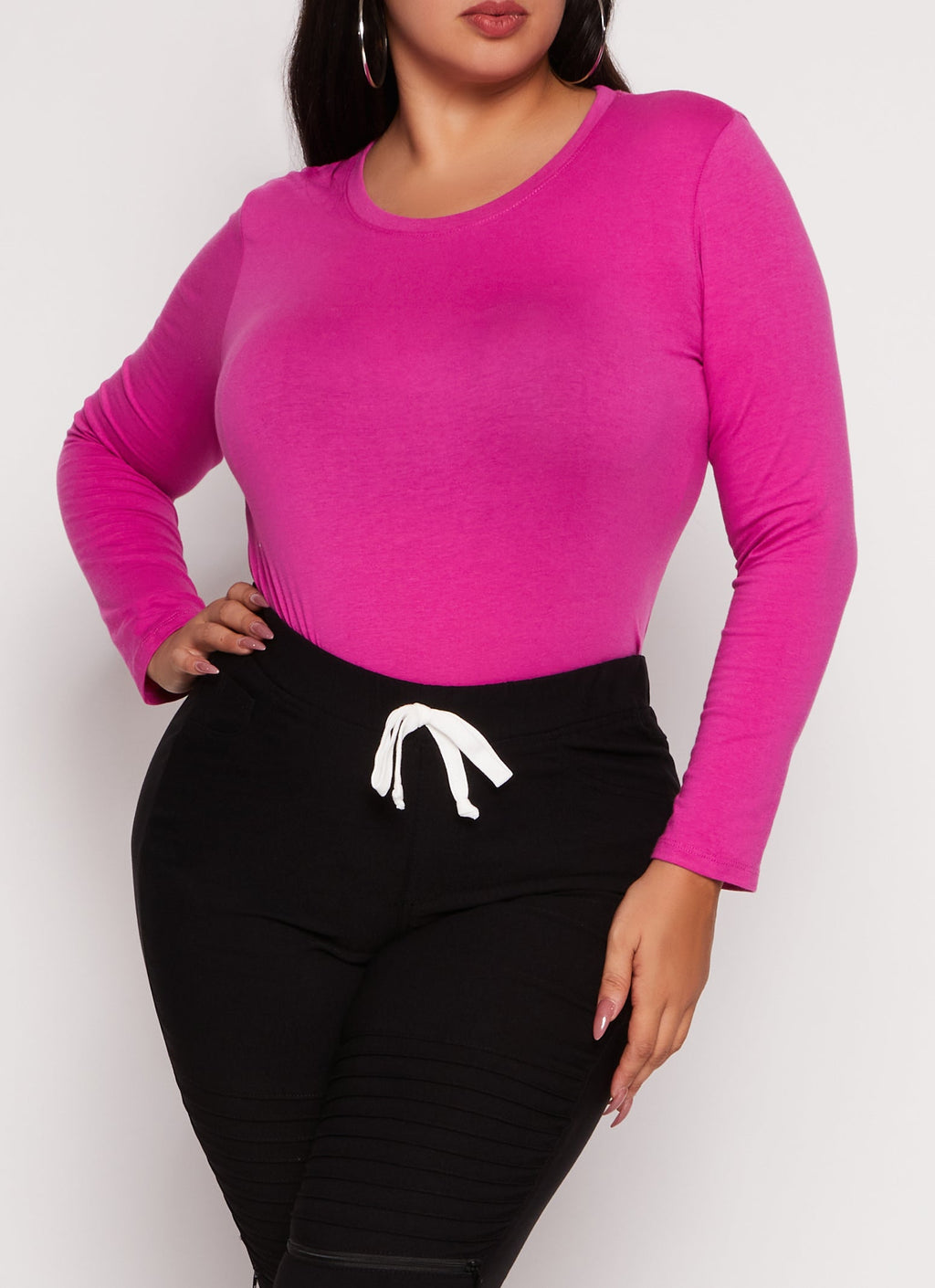 Plus Size Long Sleeve Basic T Shirt